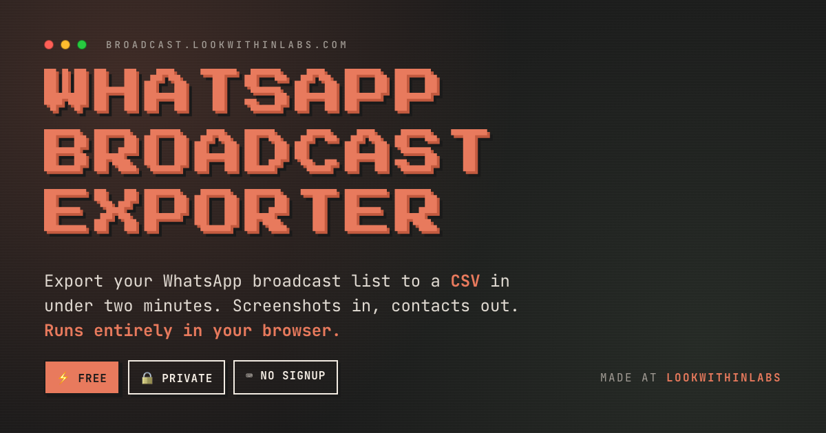 WhatsApp Broadcast Exporter product preview
